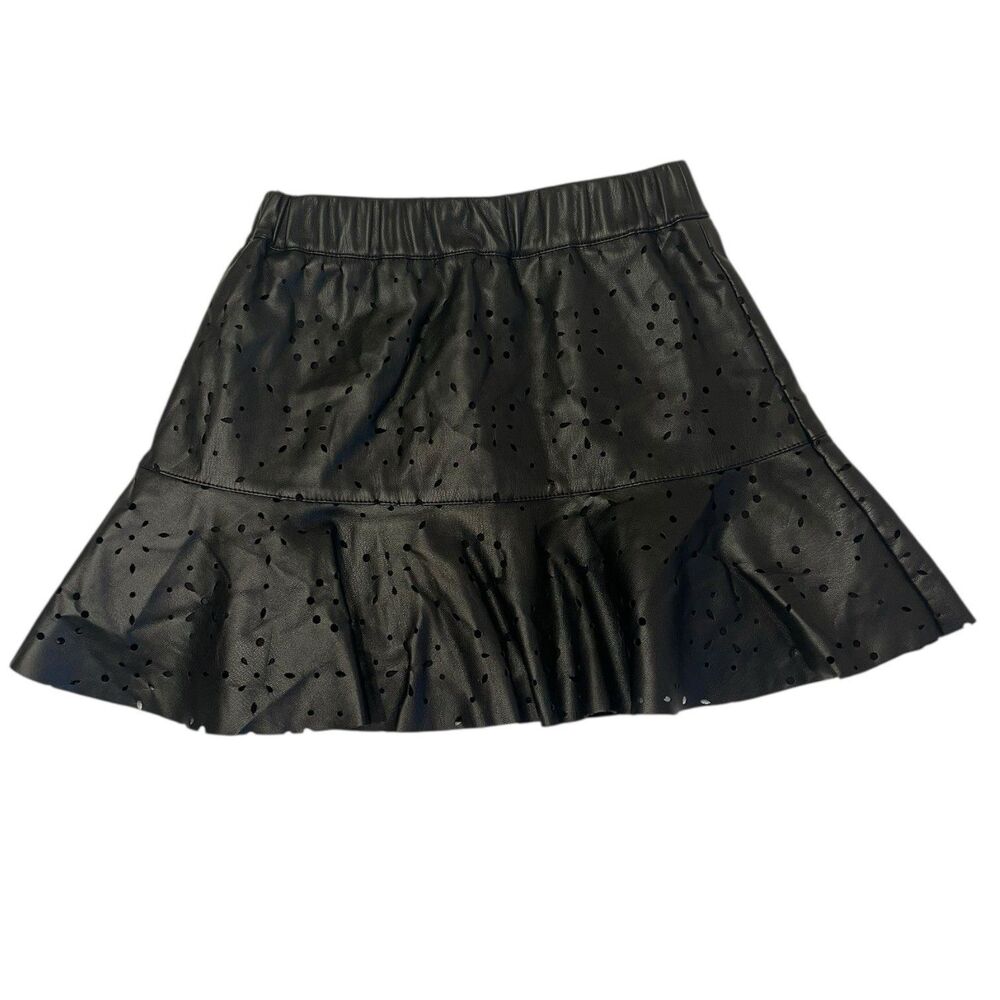 Black Faux Leather Mini Skirt Girls 5/6 Ruffle Hem Coquette Y2K Outfit Rare